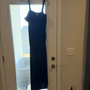 Onyx Nite Black Semi Formal Maxi Dress with Spaghetti Straps